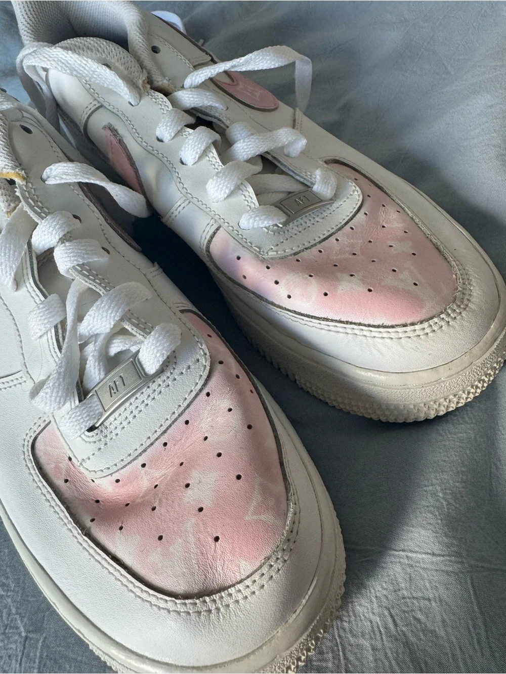 Nike AF1 Kids White Sneakers with Pink LV Swoosh